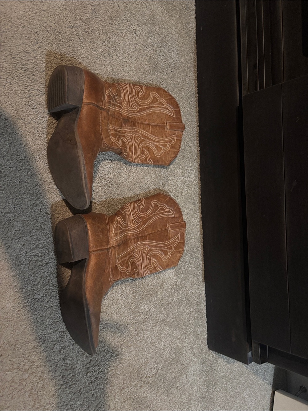 Brown Embroidered Western mid calf boots